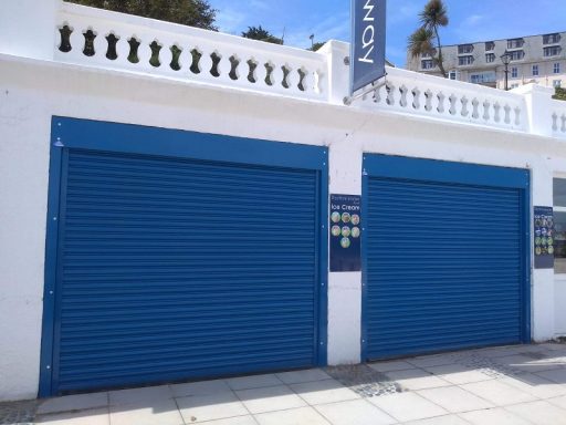 Blue roller shutters
